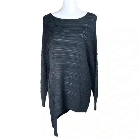 St John Black Asymmetrical Knit Tunic Sweater. Size M. Quiet Luxury Whimsigoth - Picture 1 of 10